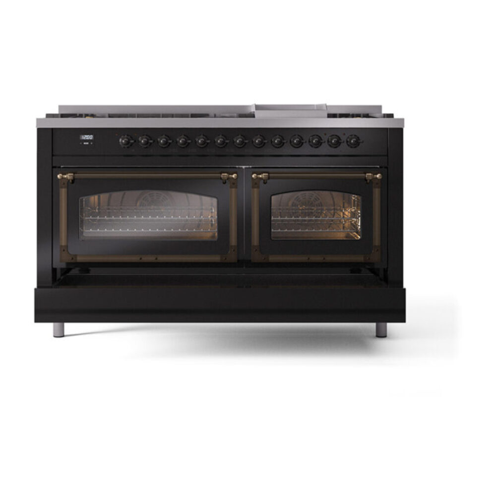 ILVE_UN60FNMPBKBLP_Nostalgie_II_60"_Dual_Fuel_Range_drawer_opened