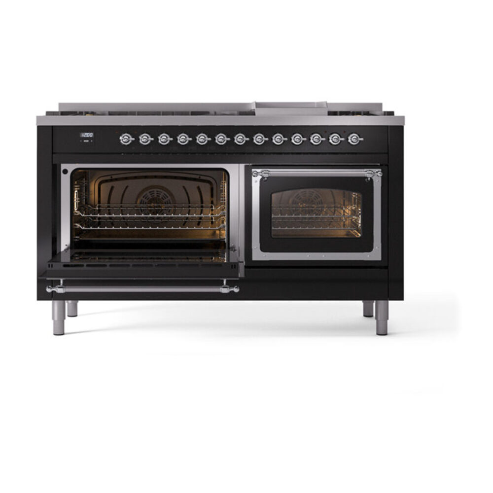 ILVE_UN60FNMPBKCLP_Nostalgie_II_60"_Dual_Fuel_Range_main_oven_door_opened