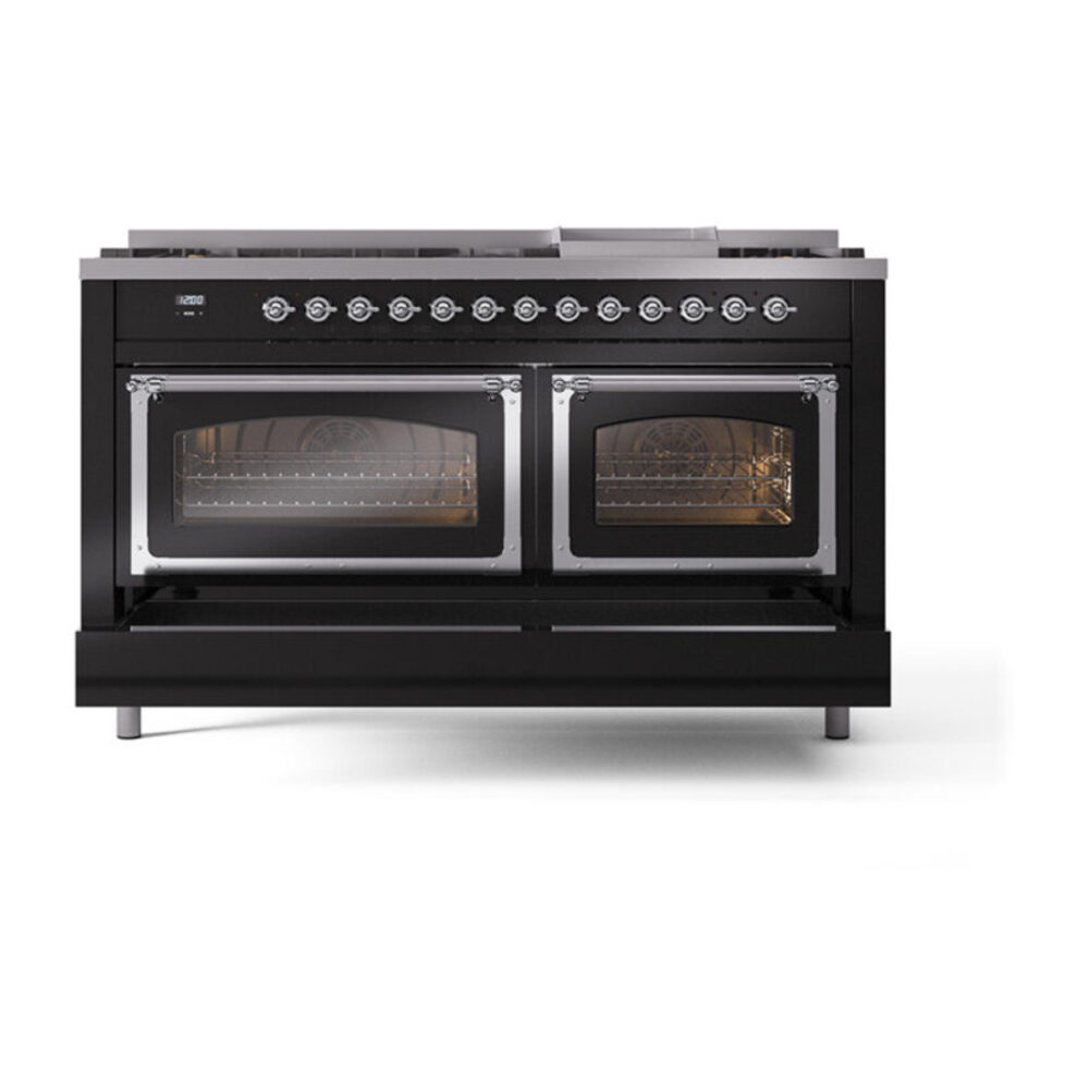 ILVE_UN60FNMPBKC_Nostalgie_II_60"_Dual_Fuel_Range_drawer_opened