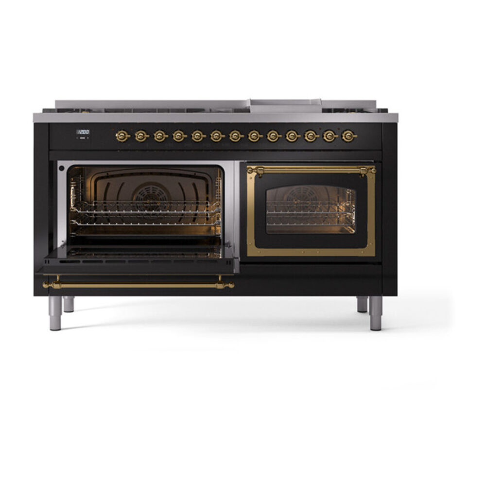 ILVE_UN60FNMPBKG_Nostalgie_II_60"_Dual_Fuel_Range_main_oven_door_opened