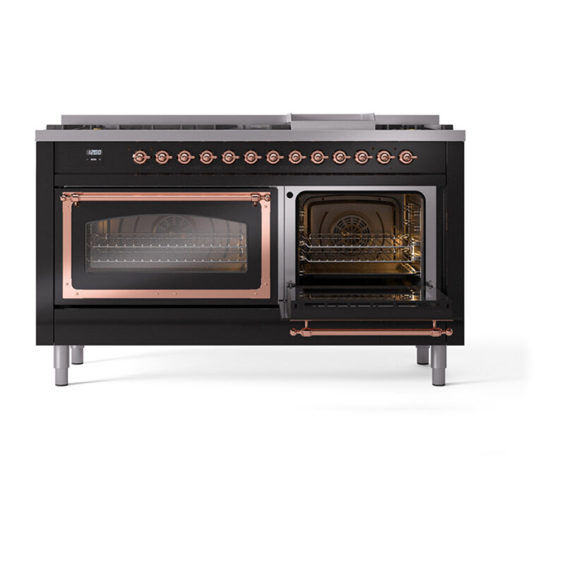 ILVE_UN60FNMPBKPLP_Nostalgie_II_60"_Dual_Fuel_Range_side_oven_door_opened