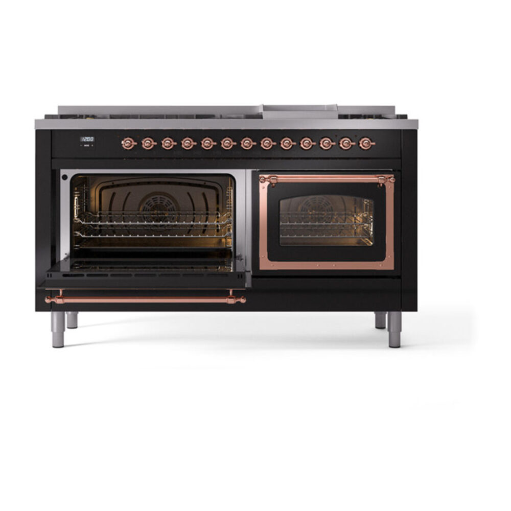 ILVE_UN60FNMPBKP_Nostalgie_II_60"_Dual_Fuel_Range_main_oven_door_opened