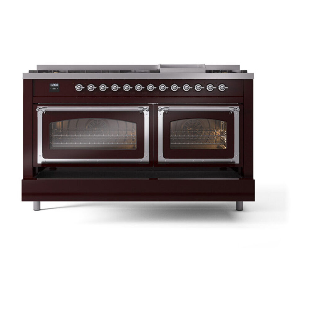 ILVE_UN60FNMPBUCLP_Nostalgie_II_60"_Dual_Fuel_Range_drawer_opened