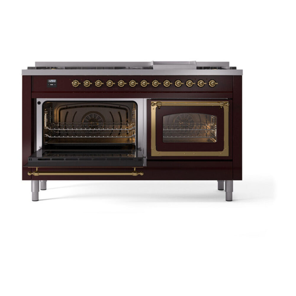 ILVE_UN60FNMPBUG_Nostalgie_II_60"_Dual_Fuel_Range_main_oven_door_opened