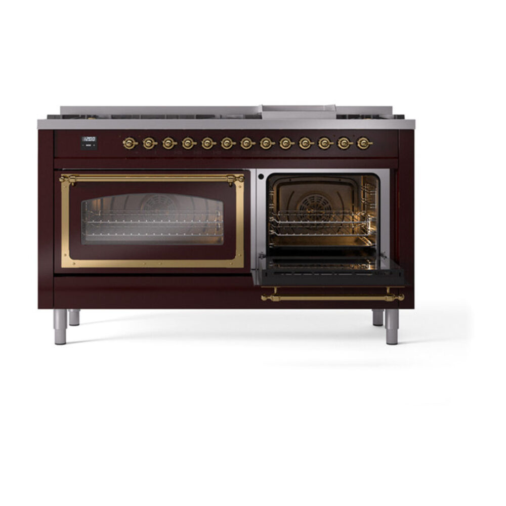 ILVE_UN60FNMPBUG_Nostalgie_II_60"_Dual_Fuel_Range_side_oven_door_opened