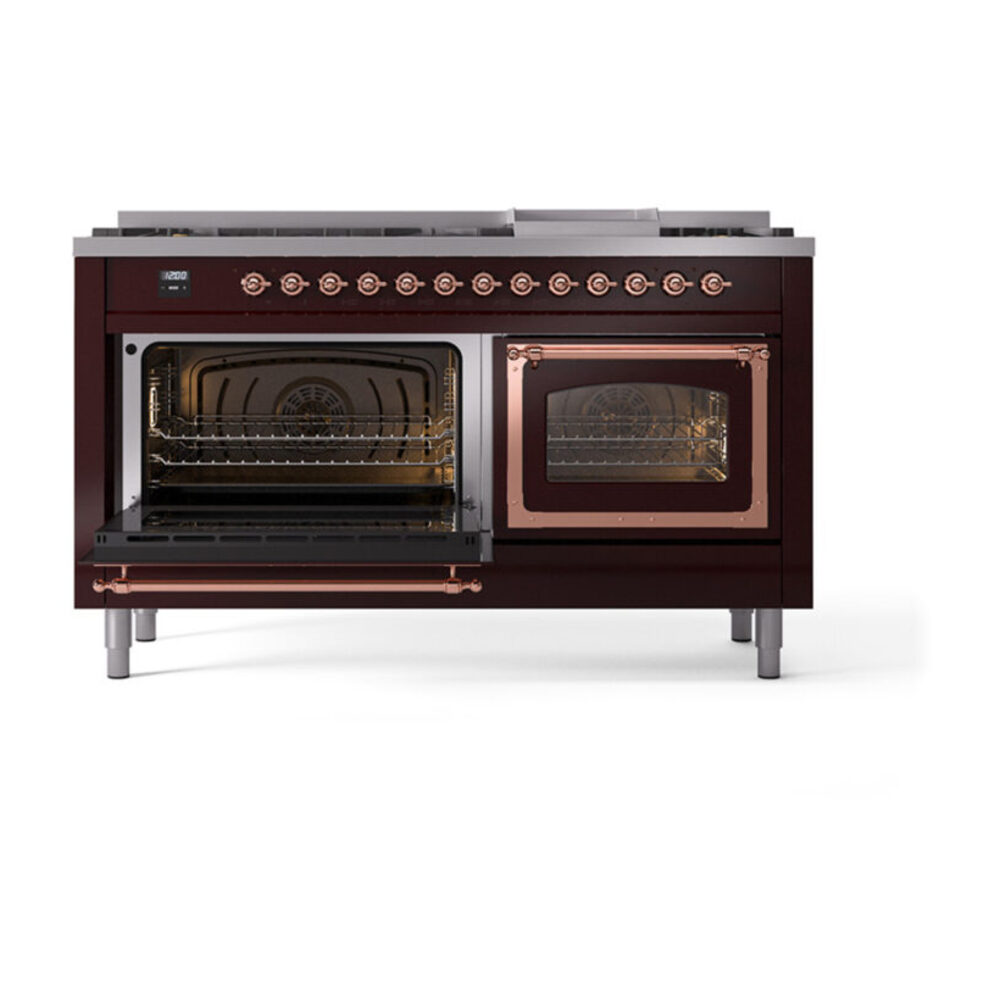 ILVE_UN60FNMPBUPLP_Nostalgie_II_60"_Dual_Fuel_Range_main_oven_door_opened