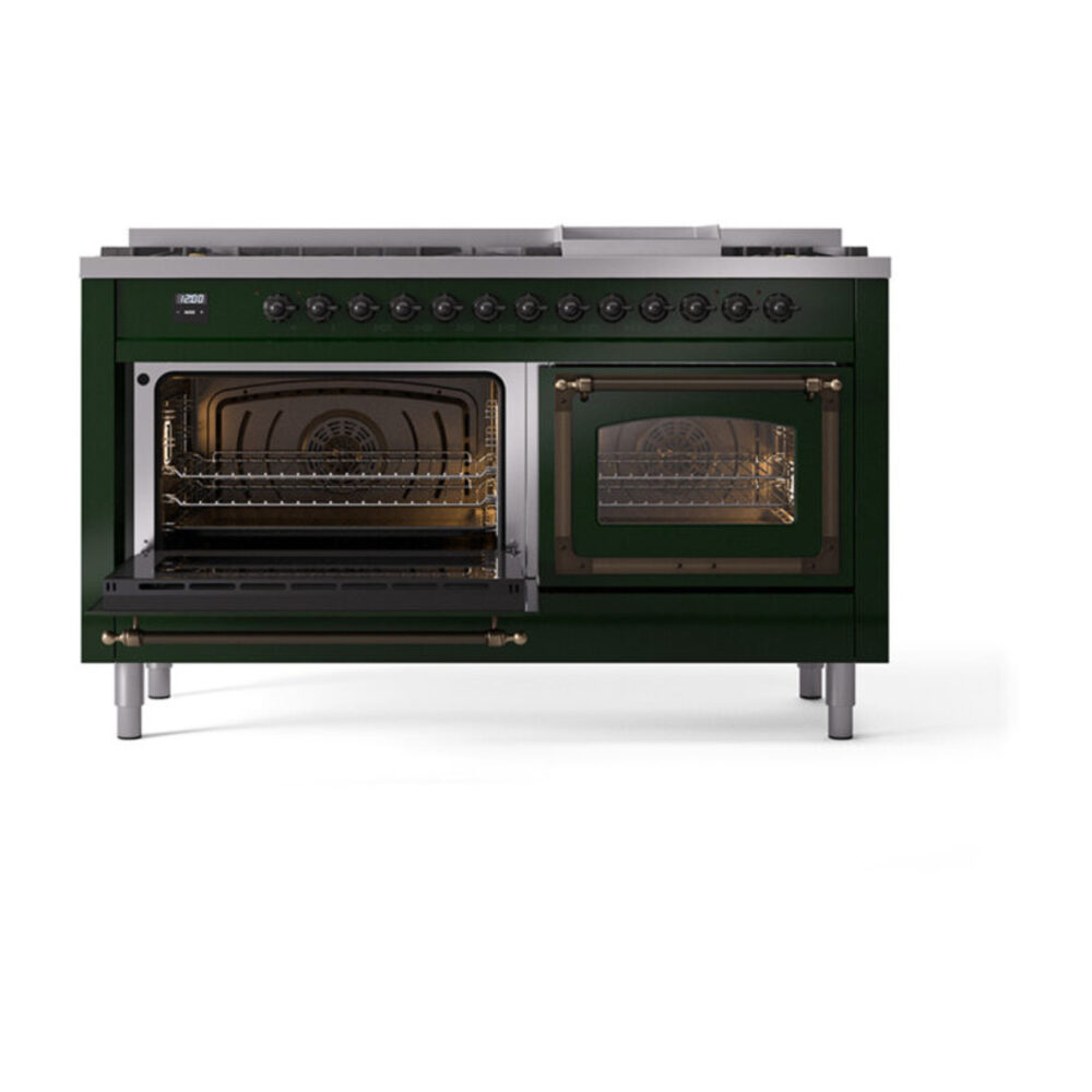 ILVE_UN60FNMPEGB_Nostalgie_II_60"_Dual_Fuel_Range_main_oven_door_opened