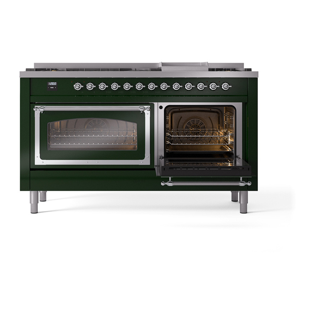 ILVE_UN60FNMPEGC_Nostalgie_II_60"_Dual_Fuel_Range_side_oven_door_opened