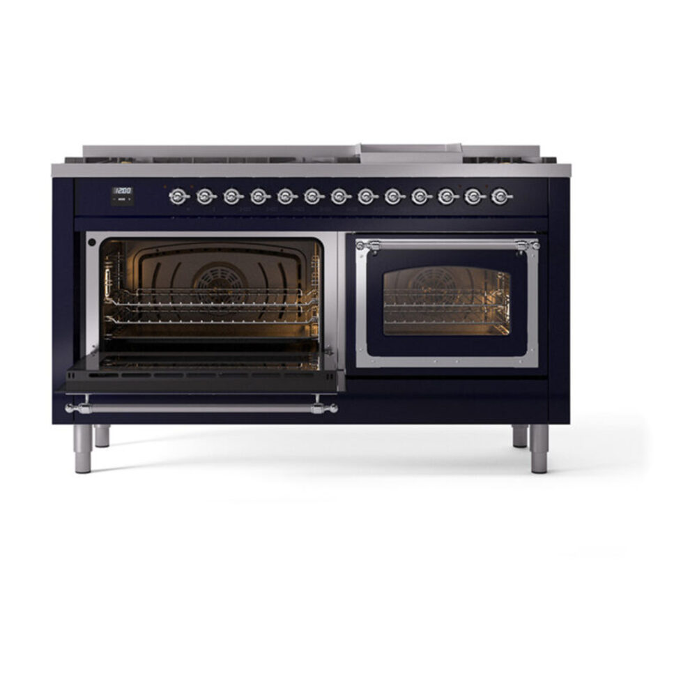 ILVE_UN60FNMPMBCLP_Nostalgie_II_60"_Dual_Fuel_Range_main_oven_door_opened