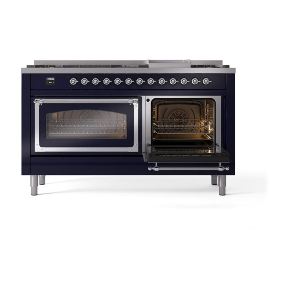 ILVE_UN60FNMPMBCLP_Nostalgie_II_60"_Dual_Fuel_Range_side_oven_door_opened
