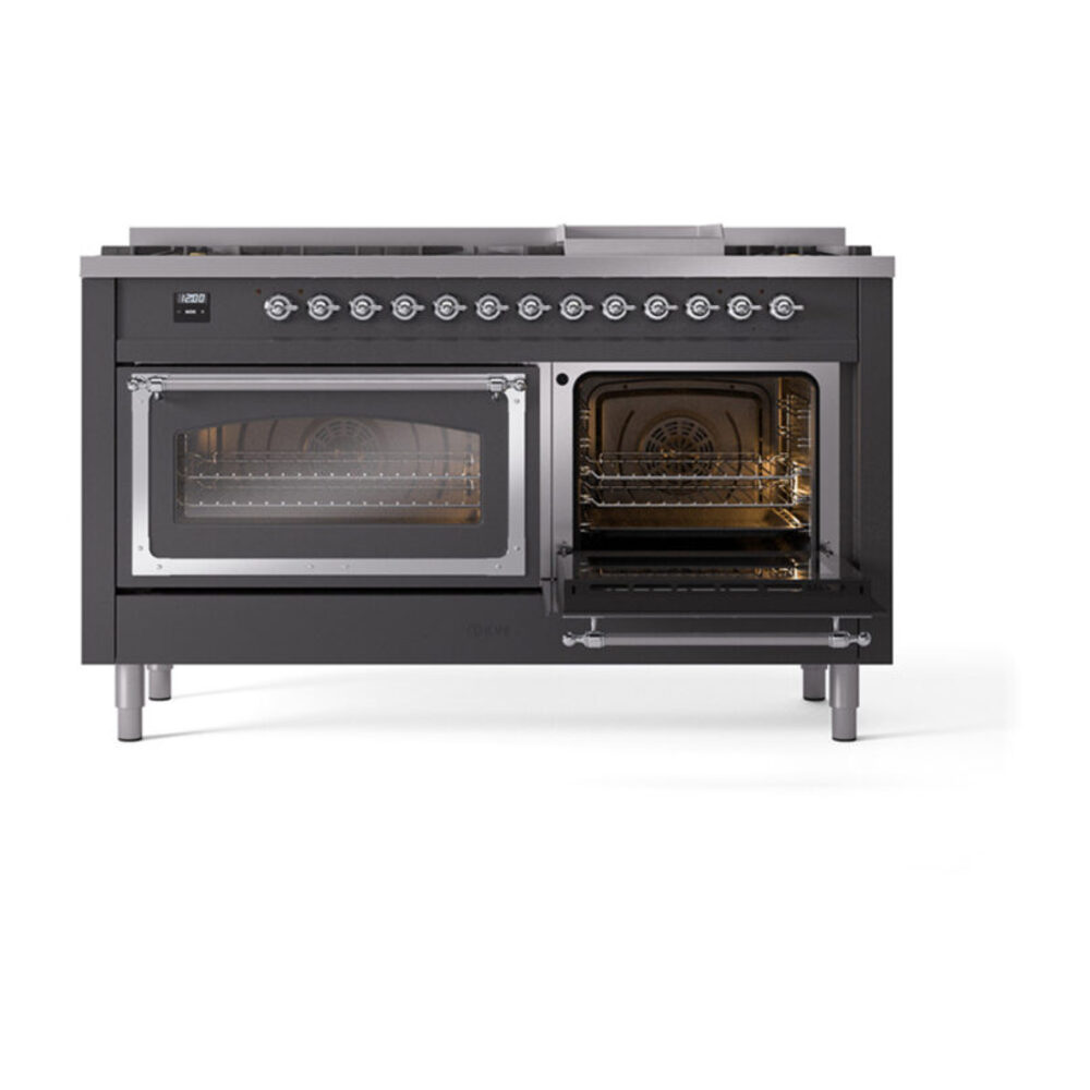 ILVE_UN60FNMPMGCLP_Nostalgie_II_60"_Dual_Fuel_Range_side_oven_door_opened