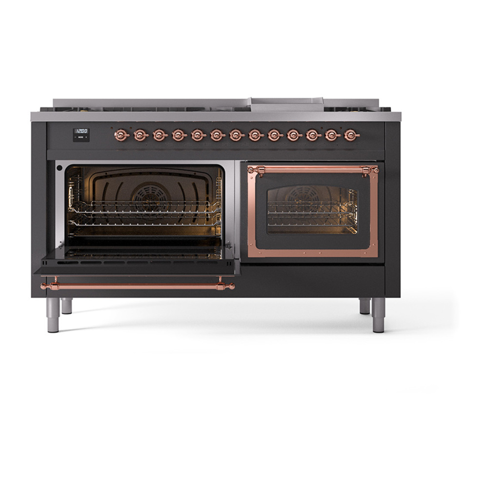 ILVE_UN60FNMPMGPLP_Nostalgie_II_60"_Dual_Fuel_Range_main_oven_door_opened