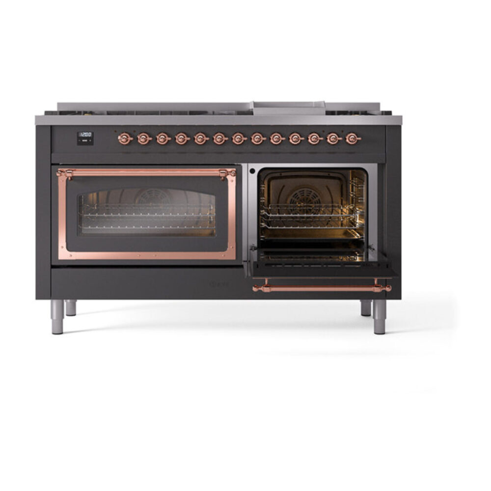 ILVE_UN60FNMPMGPLP_Nostalgie_II_60"_Dual_Fuel_Range_side_oven_door_opened
