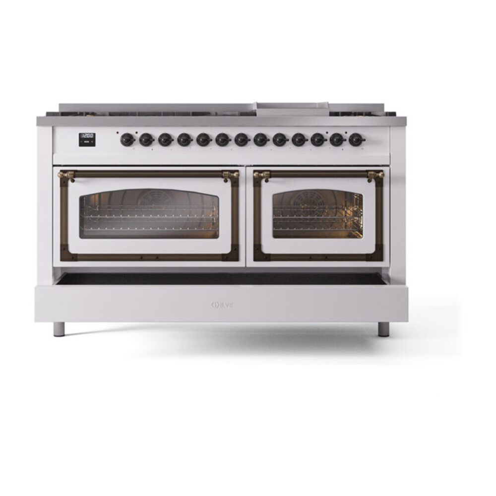 ILVE_UN60FNMPWHBLP_Nostalgie_II_60"_Dual_Fuel_Range_drawer_opened