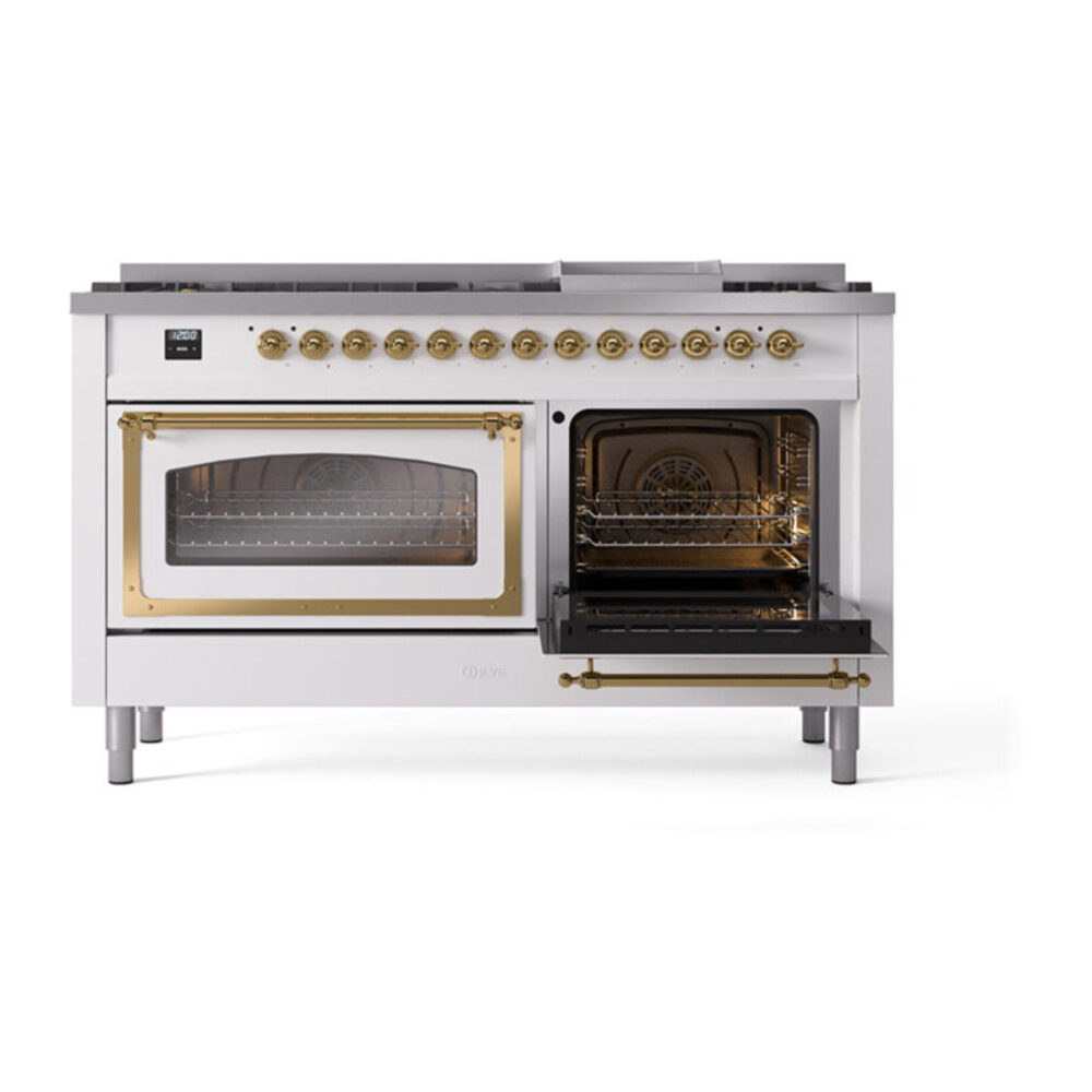 ILVE_UN60FNMPWHGLP_Nostalgie_II_60"_Dual_Fuel_Range_side_oven_door_opened