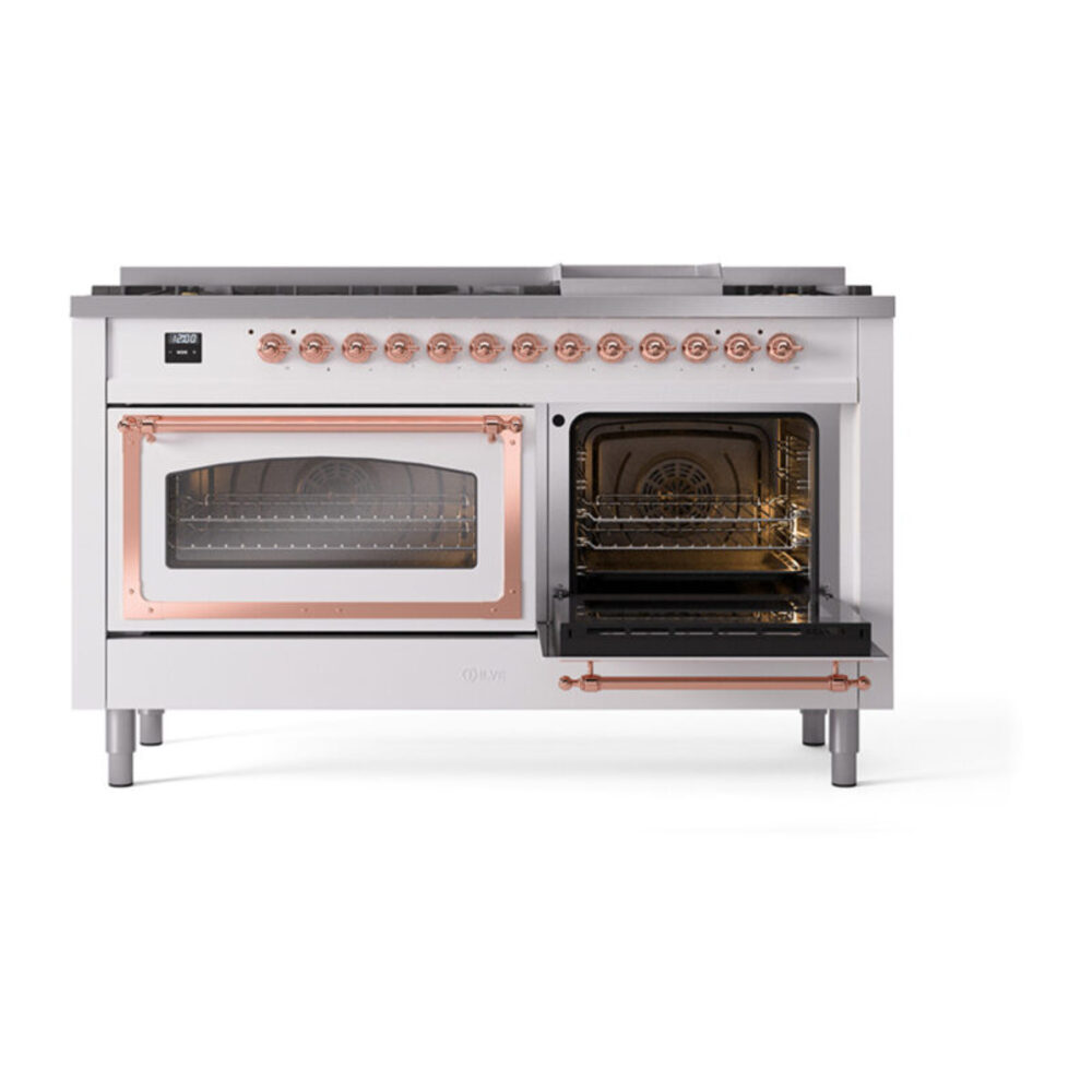 ILVE_UN60FNMPWHPLP_Nostalgie_II_60"_Dual_Fuel_Range_side_oven_door_opened