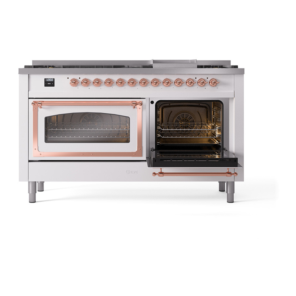 ILVE_UN60FNMPWHPLP_Nostalgie_II_60"_Dual_Fuel_Range_side_oven_door_opened