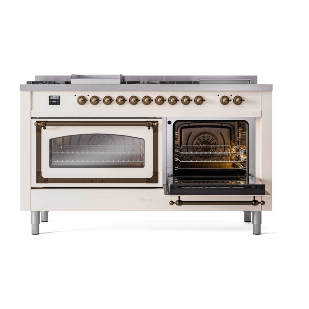 ILVE_UN60FSNMPAWB_Nostalgie_II_60"_Dual_Fuel_Range_side_oven_door_opened