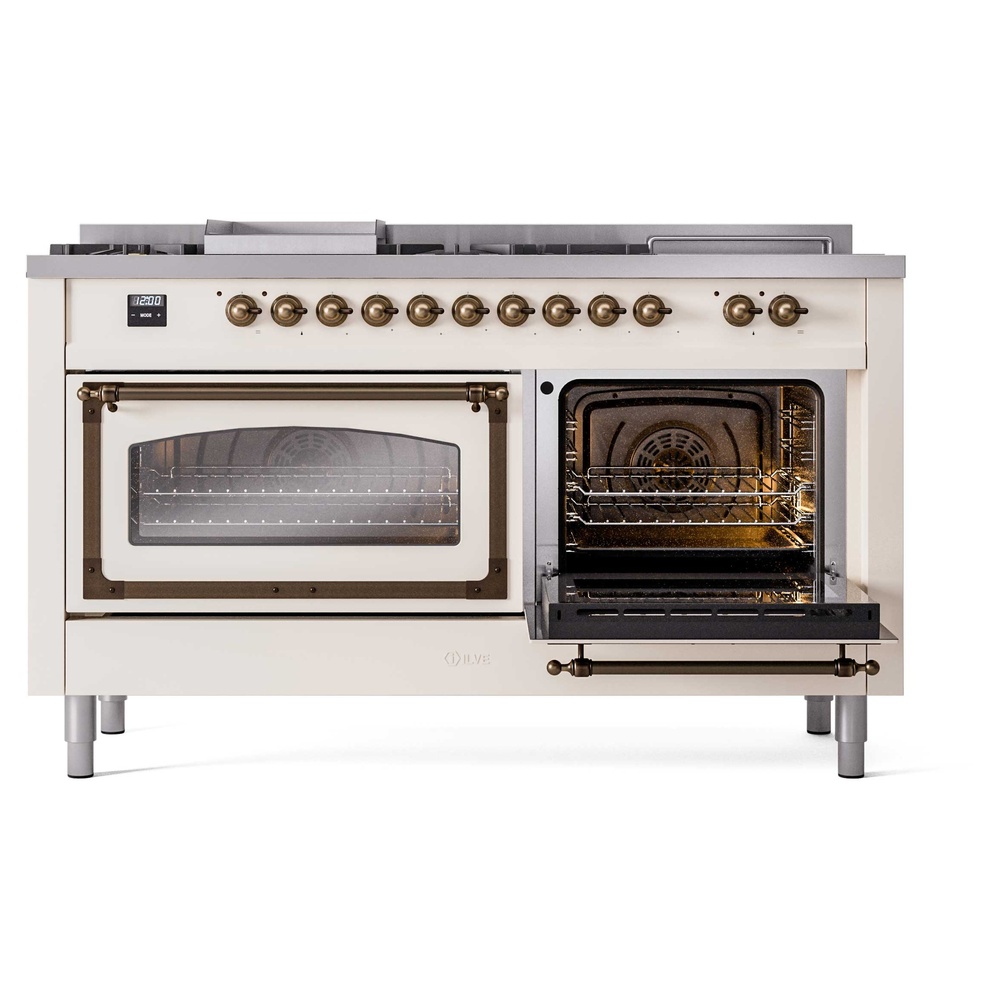 ILVE_UN60FSNMPAWB_Nostalgie_II_60"_Dual_Fuel_Range_side_oven_door_opened