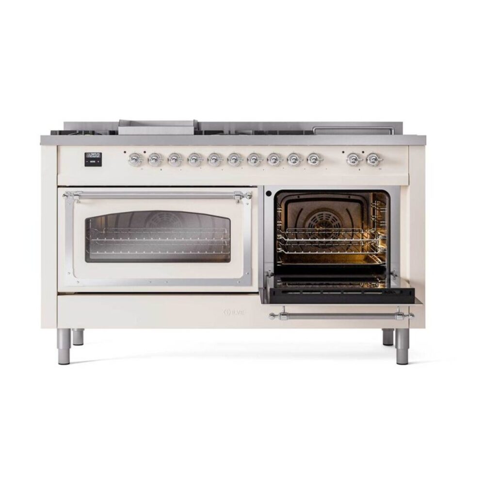 ILVE_UN60FSNMPAWCLP_Nostalgie_II_60"_Dual_Fuel_Range_side_oven_door_opened