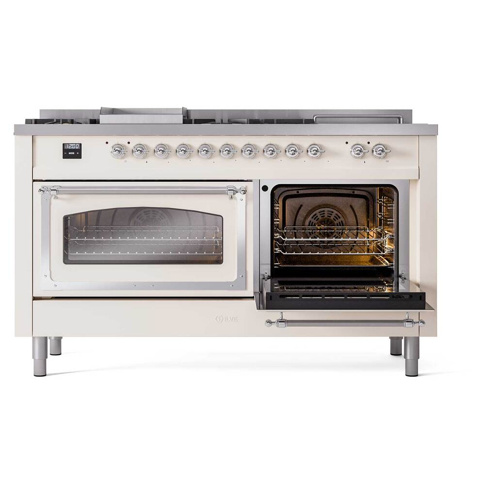 ILVE_UN60FSNMPAWC_Nostalgie_II_60"_Dual_Fuel_Range_side_oven_door_opened