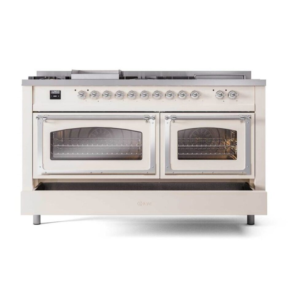 ILVE_UN60FSNMPAWC_Nostalgie_II_60"_Dual_Fuel_Range_drawer_opened