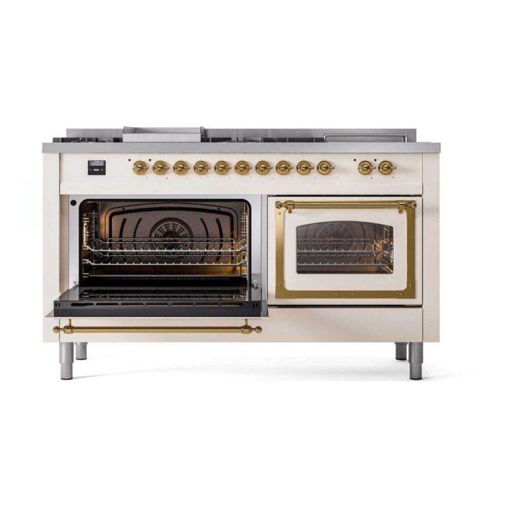 ILVE_UN60FSNMPAWGLP_Nostalgie_II_60"_Dual_Fuel_Range_main_oven_door_opened