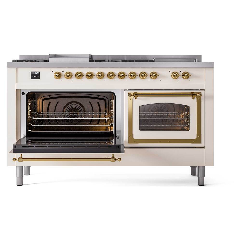 ILVE_UN60FSNMPAWG_Nostalgie_II_60"_Dual_Fuel_Range_main_oven_door_opened