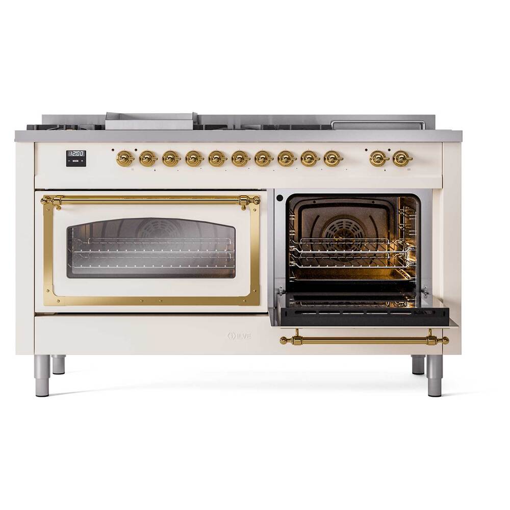 ILVE_UN60FSNMPAWG_Nostalgie_II_60"_Dual_Fuel_Range_side_oven_door_opened