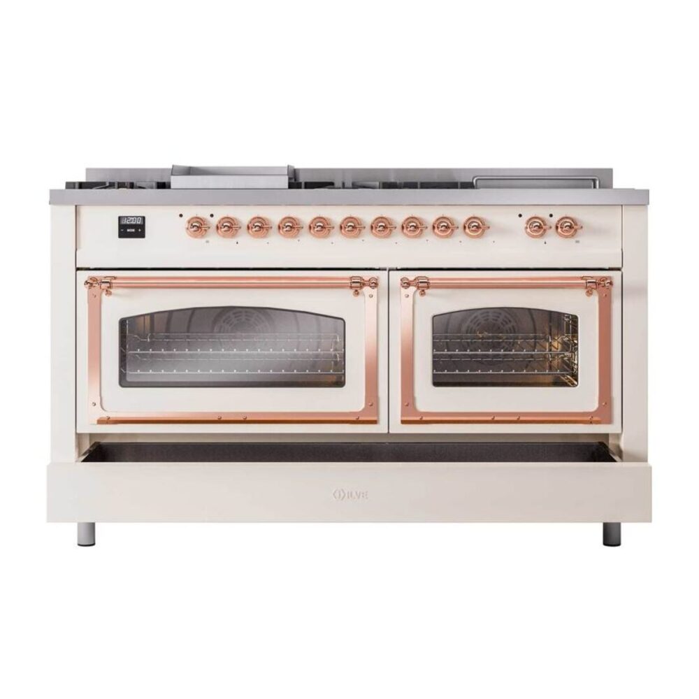 ILVE_UN60FSNMPAWPLP_Nostalgie_II_60"_Dual_Fuel_Range_drawer_opened