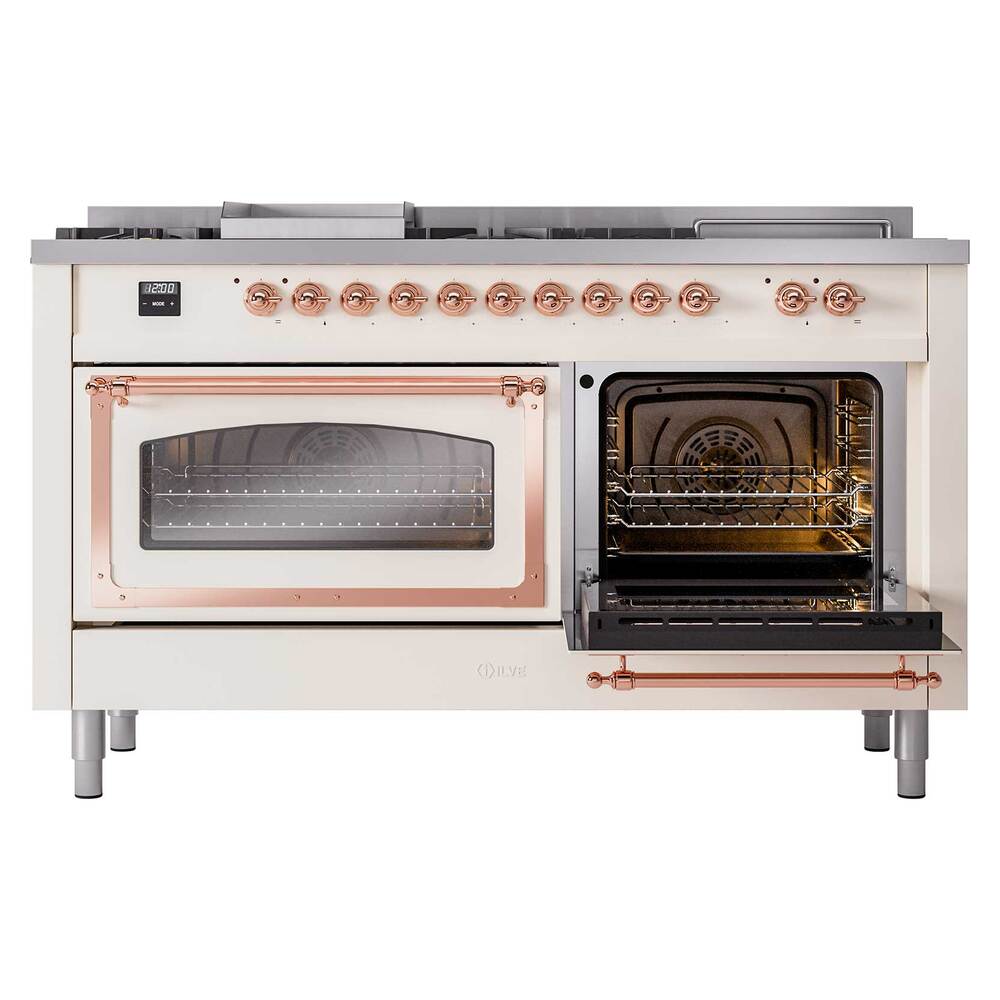 ILVE_UN60FSNMPAWP_Nostalgie_II_60"_Dual_Fuel_Range_side_oven_door_opened