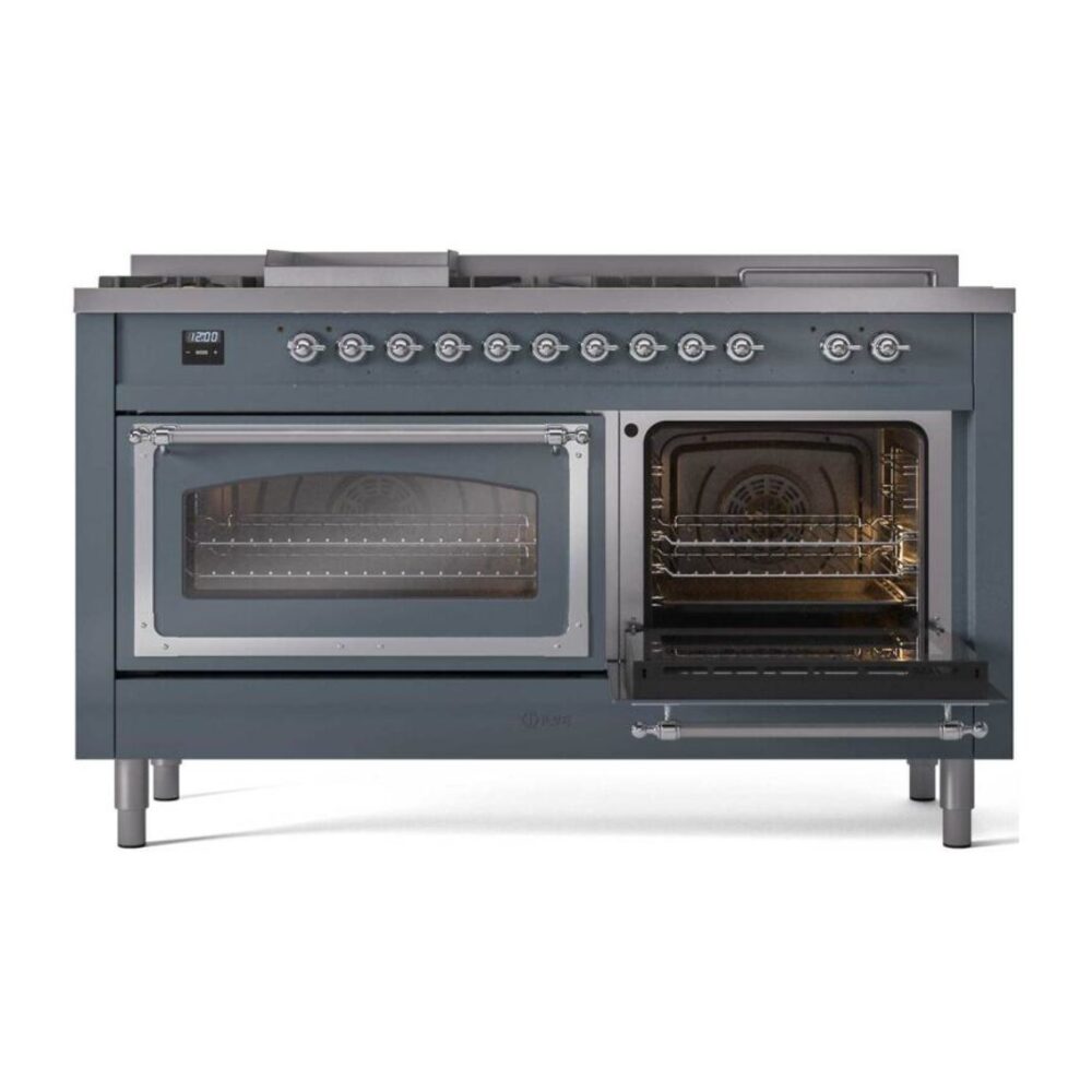 ILVE_UN60FSNMPBGCLP_Nostalgie_II_60"_Dual_Fuel_Range_side_oven_door_opened