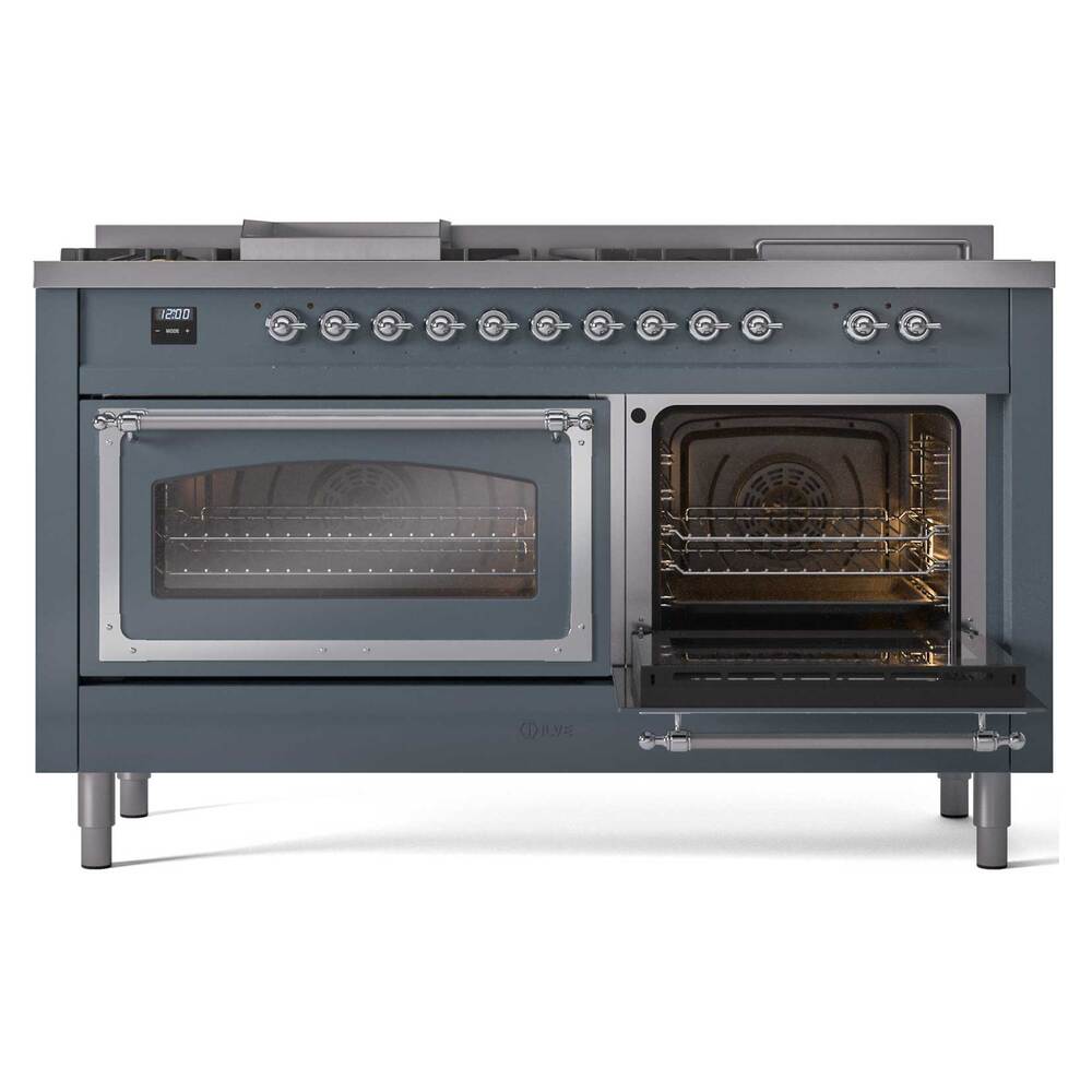 ILVE_UN60FSNMPBGCLP_Nostalgie_II_60"_Dual_Fuel_Range_side_oven_door_opened