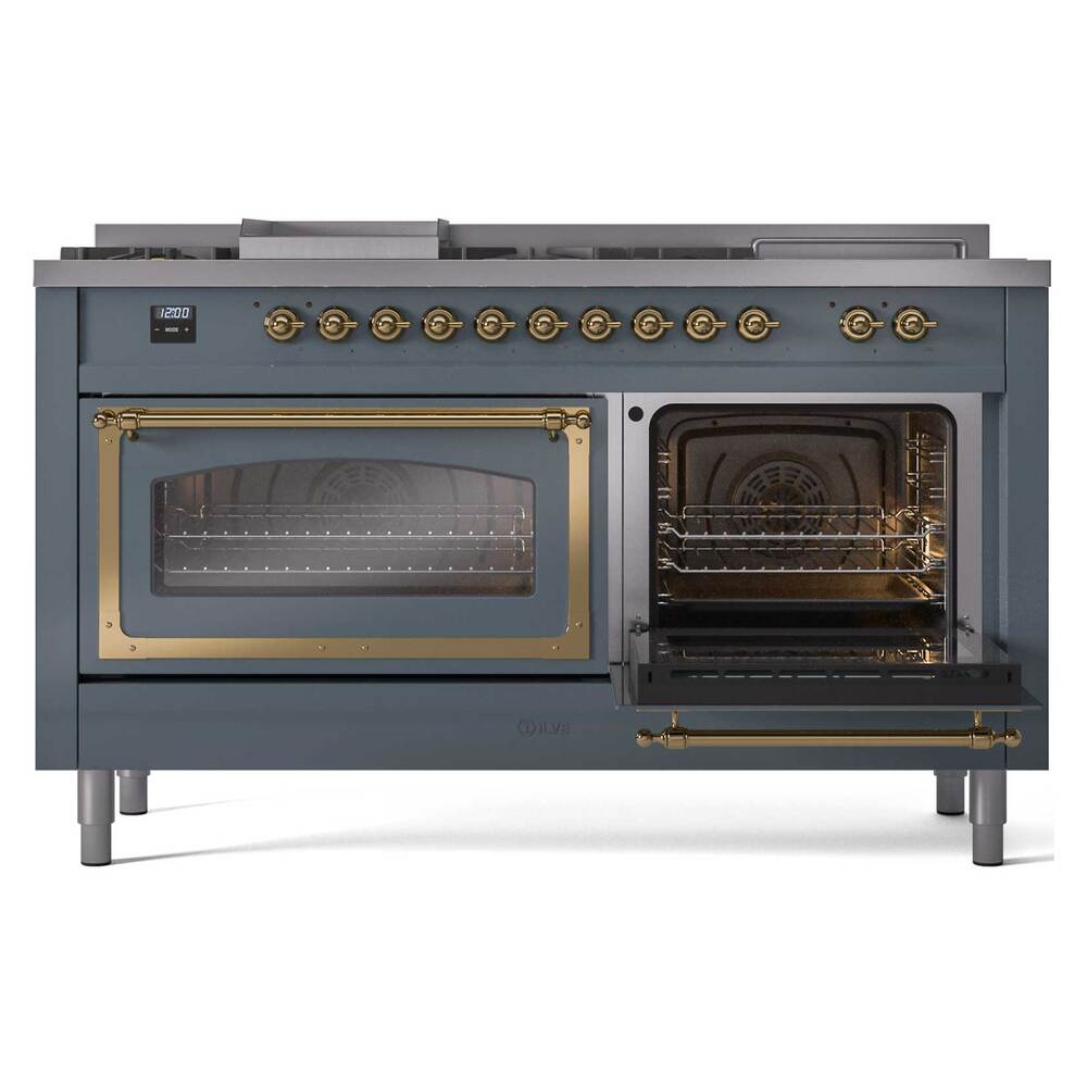 ILVE_UN60FSNMPBGGLP_Nostalgie_II_60"_Dual_Fuel_Range_side_oven_door_opened