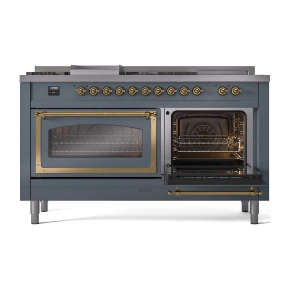 ILVE_UN60FSNMPBGG_Nostalgie_II_60"_Dual_Fuel_Range_side_oven_door_opened