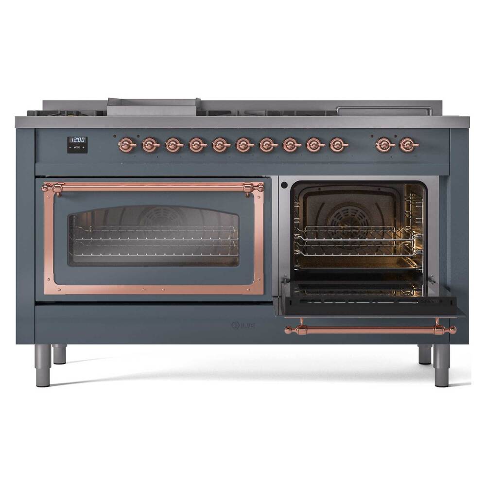 ILVE_UN60FSNMPBGPLP_Nostalgie_II_60"_Dual_Fuel_Range_side_oven_door_opened