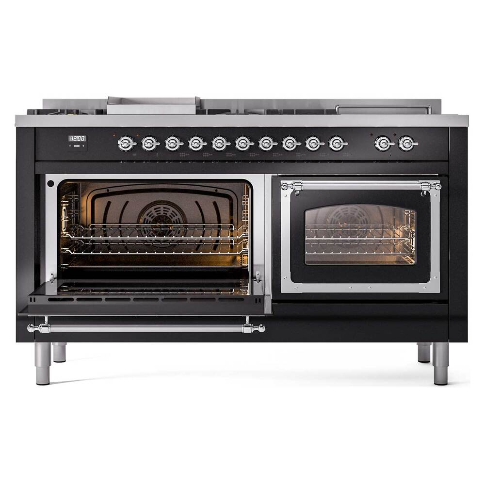 ILVE_UN60FSNMPBKCLP_Nostalgie_II_60"_Dual_Fuel_Range_main_oven_door_opened