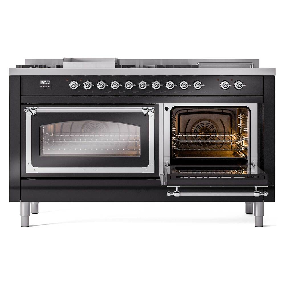 ILVE_UN60FSNMPBKCLP_Nostalgie_II_60"_Dual_Fuel_Range_side_oven_door_opened