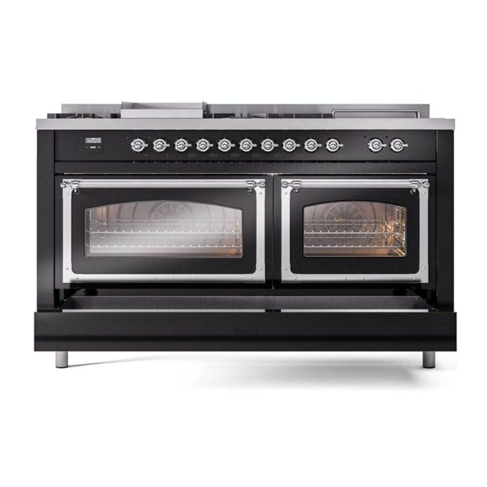 ILVE_UN60FSNMPBKCLP_Nostalgie_II_60"_Dual_Fuel_Range_drawer_opened
