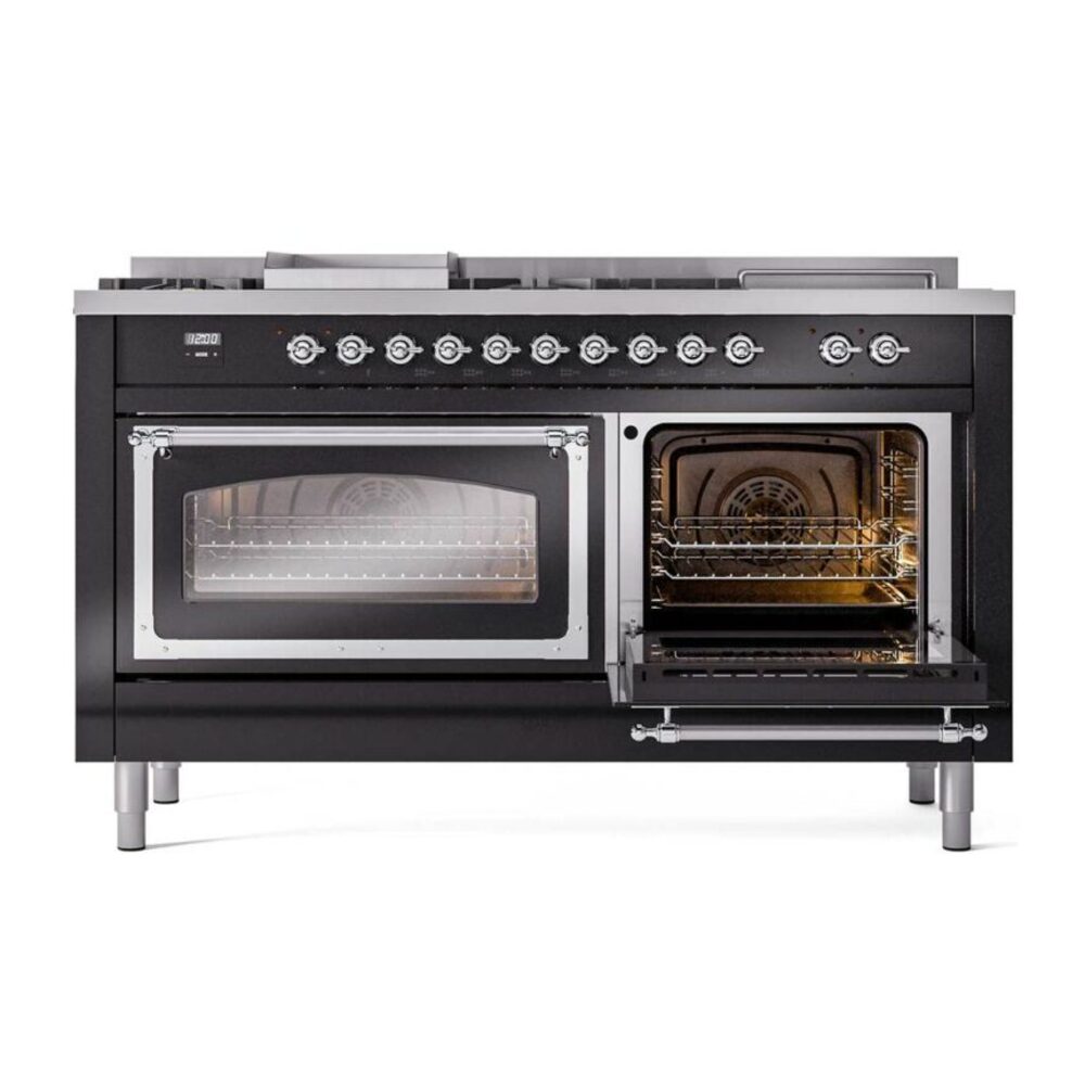 ILVE_UN60FSNMPBKC_Nostalgie_II_60"_Dual_Fuel_Range_side_oven_door_opened