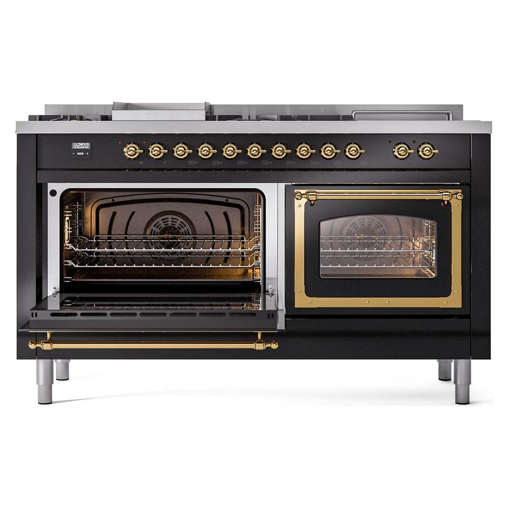 ILVE_UN60FSNMPBKG_Nostalgie_II_60"_Dual_Fuel_Range_main_oven_door_opened