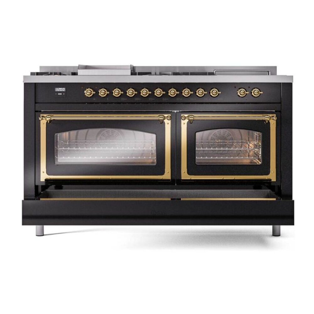 ILVE_UN60FSNMPBKG_Nostalgie_II_60"_Dual_Fuel_Range_drawer_opened