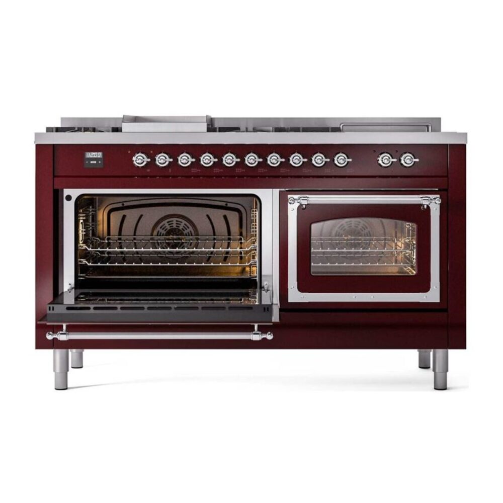ILVE_UN60FSNMPBUCLP_Nostalgie_II_60"_Dual_Fuel_Range_main_oven_door_opened