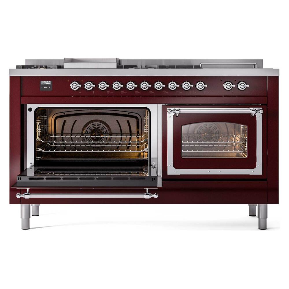 ILVE_UN60FSNMPBUCLP_Nostalgie_II_60"_Dual_Fuel_Range_main_oven_door_opened