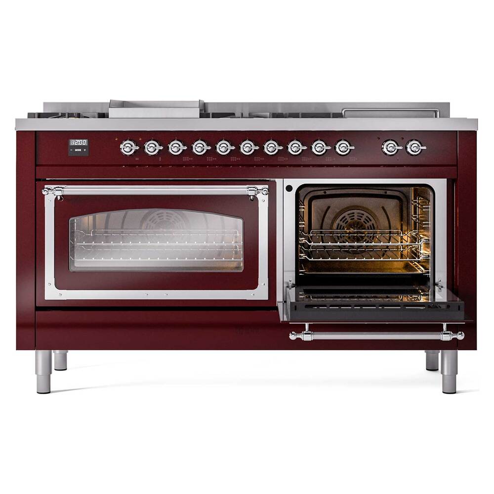 ILVE_UN60FSNMPBUC_Nostalgie_II_60"_Dual_Fuel_Range_side_oven_door_opened