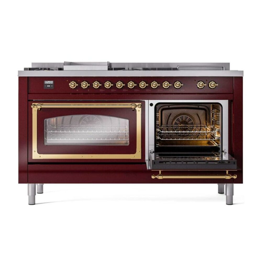 ILVE_UN60FSNMPBUG_Nostalgie_II_60"_Dual_Fuel_Range_side_oven_door_opened