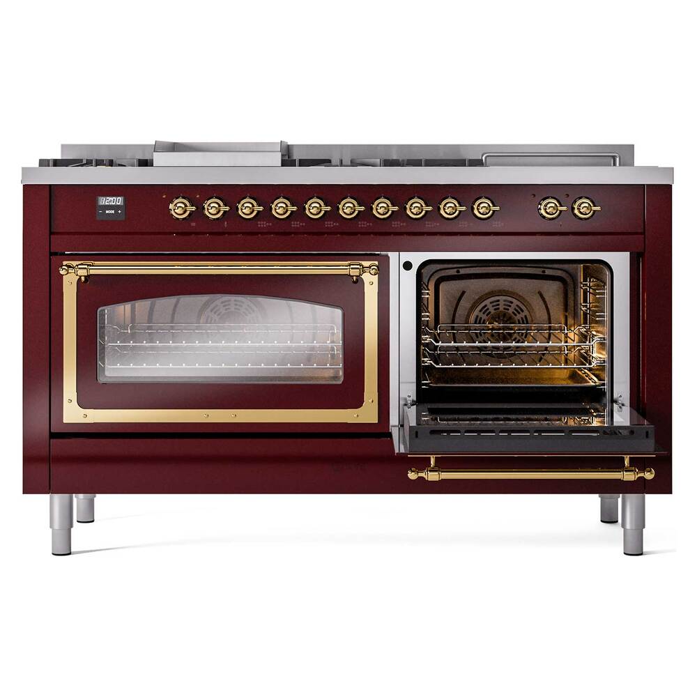 ILVE_UN60FSNMPBUG_Nostalgie_II_60"_Dual_Fuel_Range_side_oven_door_opened