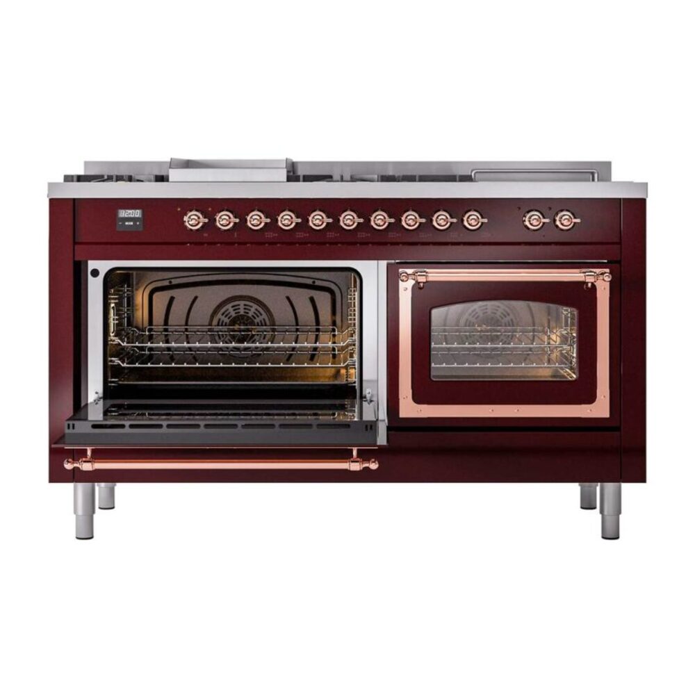ILVE_UN60FSNMPBUPLP_Nostalgie_II_60"_Dual_Fuel_Range_main_oven_door_opened