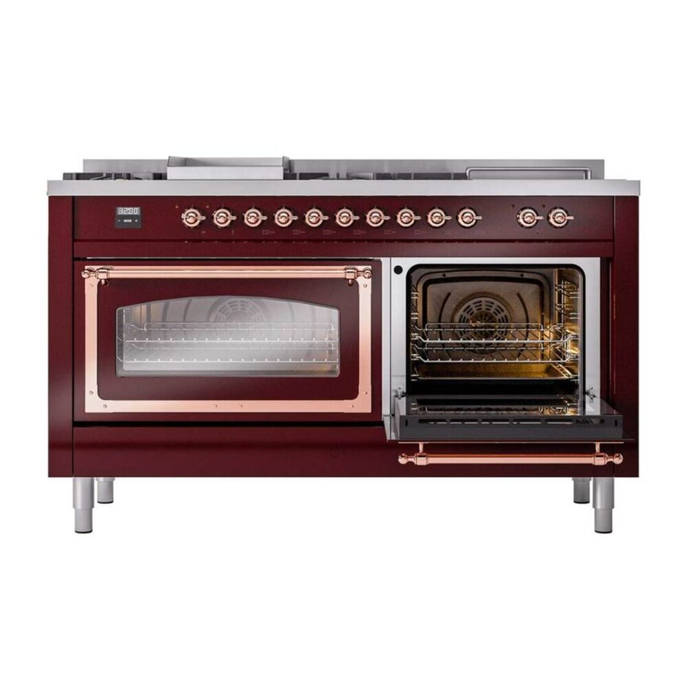 ILVE_UN60FSNMPBUPLP_Nostalgie_II_60"_Dual_Fuel_Range_side_oven_door_opened