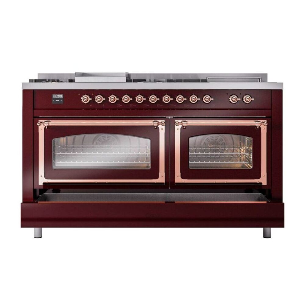 ILVE_UN60FSNMPBUPLP_Nostalgie_II_60"_Dual_Fuel_Range_drawer_opened